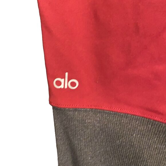 Alo Yoga Goddess Leggings Womens Small Red Grey Ribbed Long Ruched legs‎ FLAWED - Picture 10 of 10